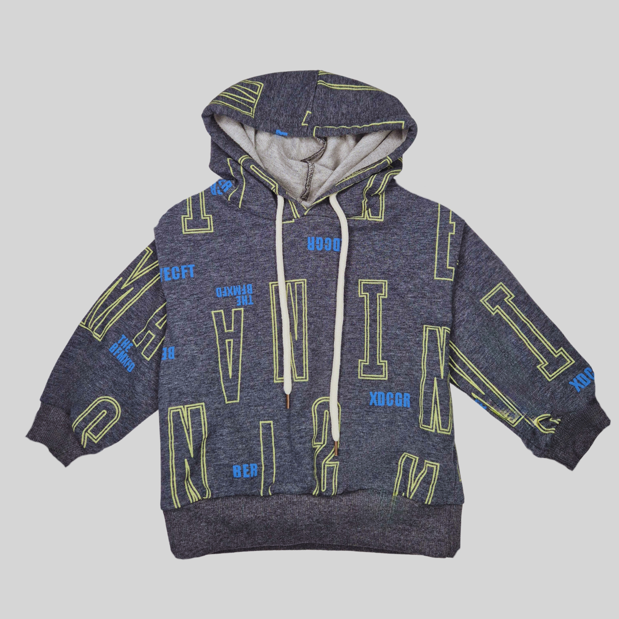 Street Style All-Over Print Hoodie – Boys Graphic Edition-Dark Grey