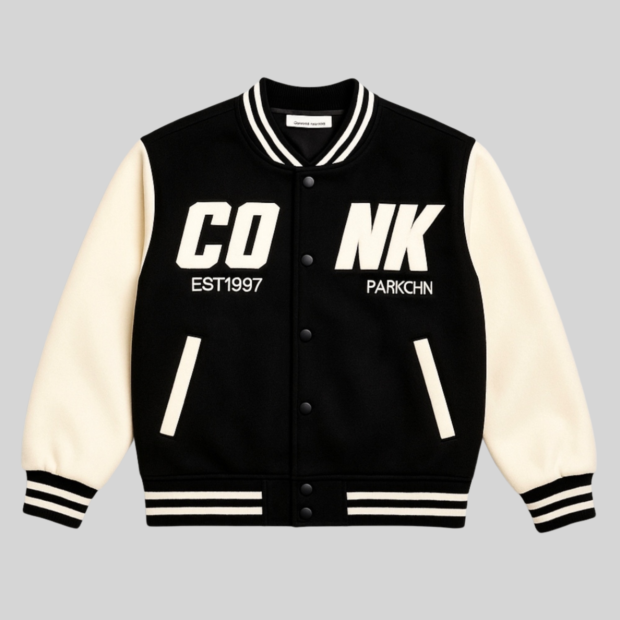 "Conk Parkchn" Boys Varsity Jacket – Black