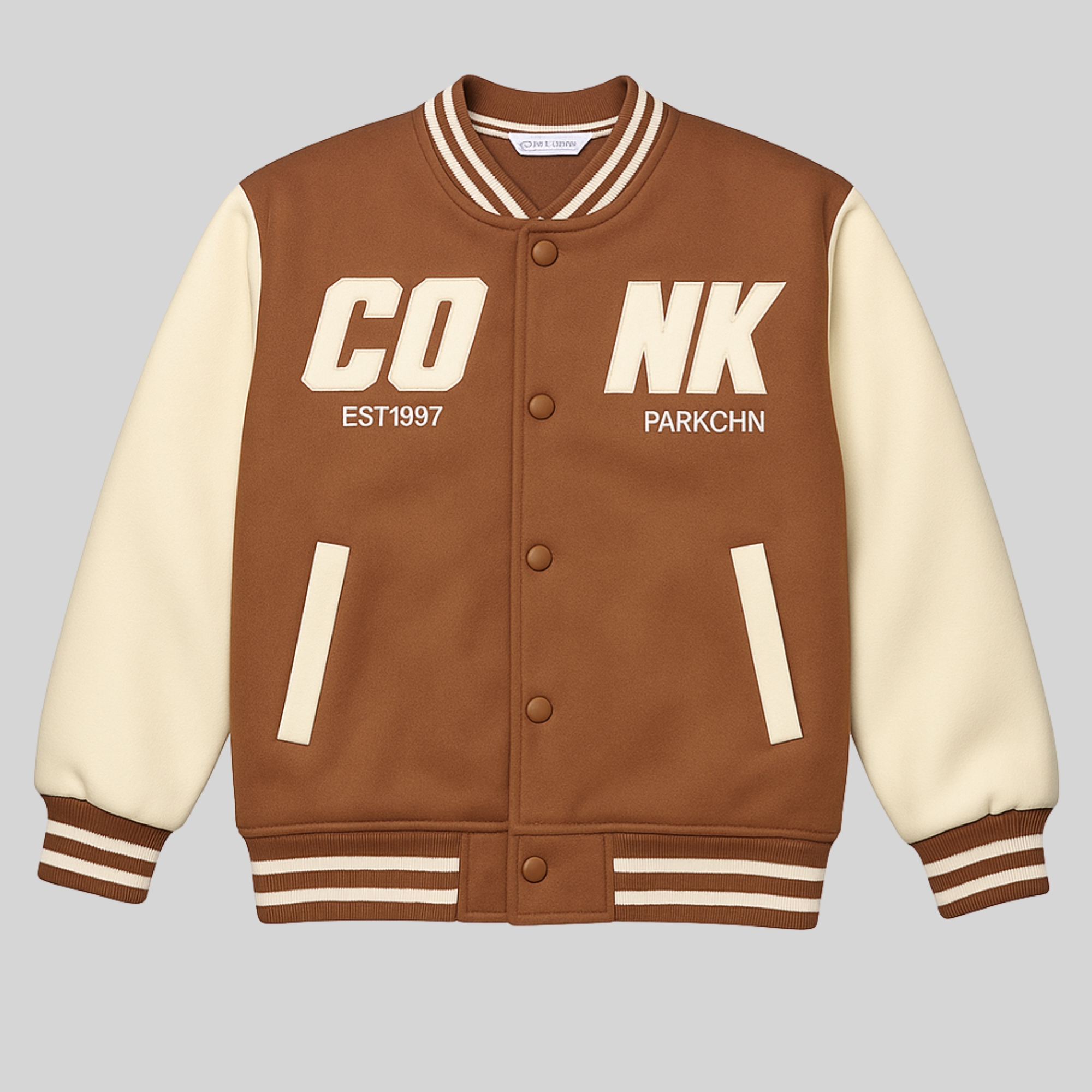 Boys Cool Varsity Jacket – Brown