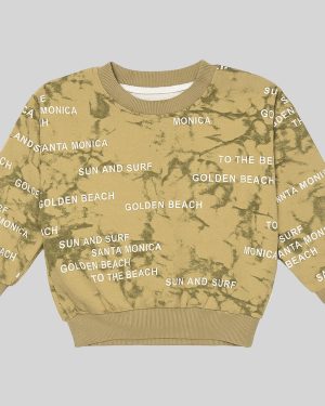 Golden Beach Text Print Boys Sweatshirt – Olive Tie-Dye