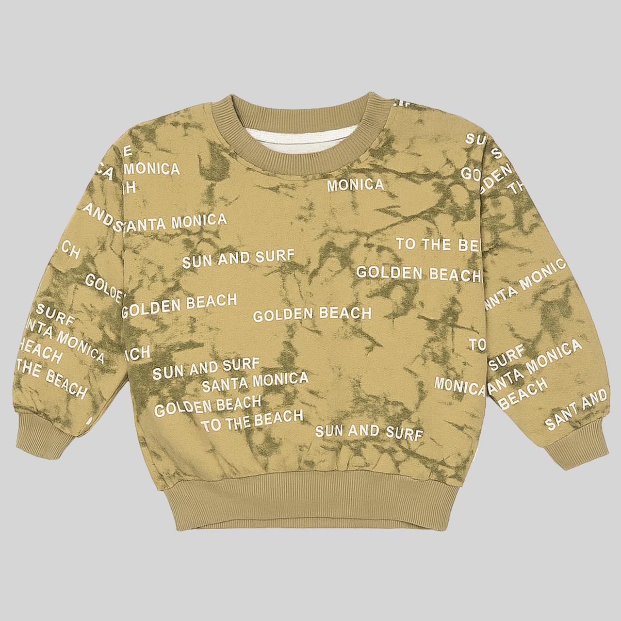 Golden Beach Text Print Boys Sweatshirt – Olive Tie-Dye