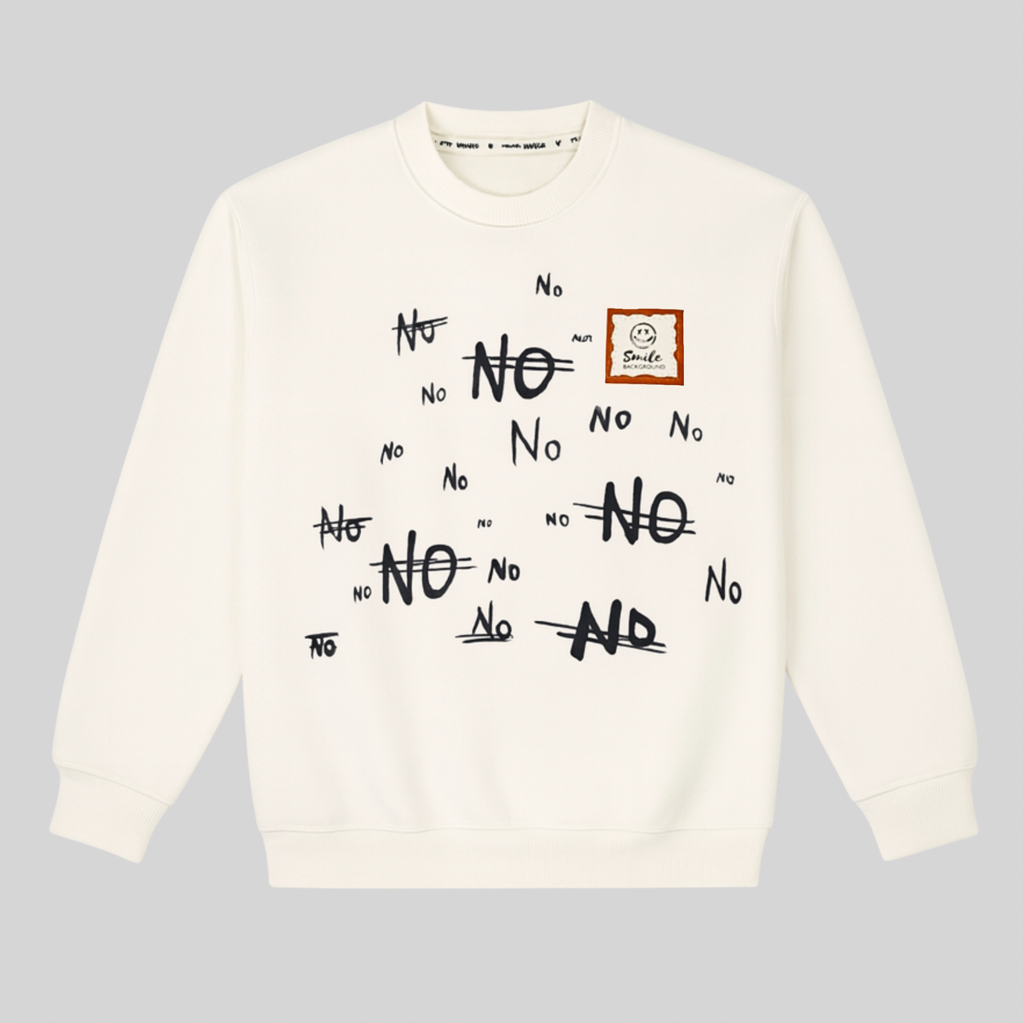 “No No” Scribble Print Boys Sweatshirt – White