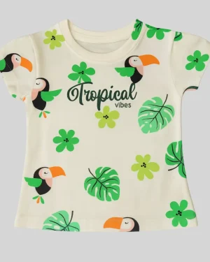 Tropical Vibes Toucan Print Cotton T-Shirt