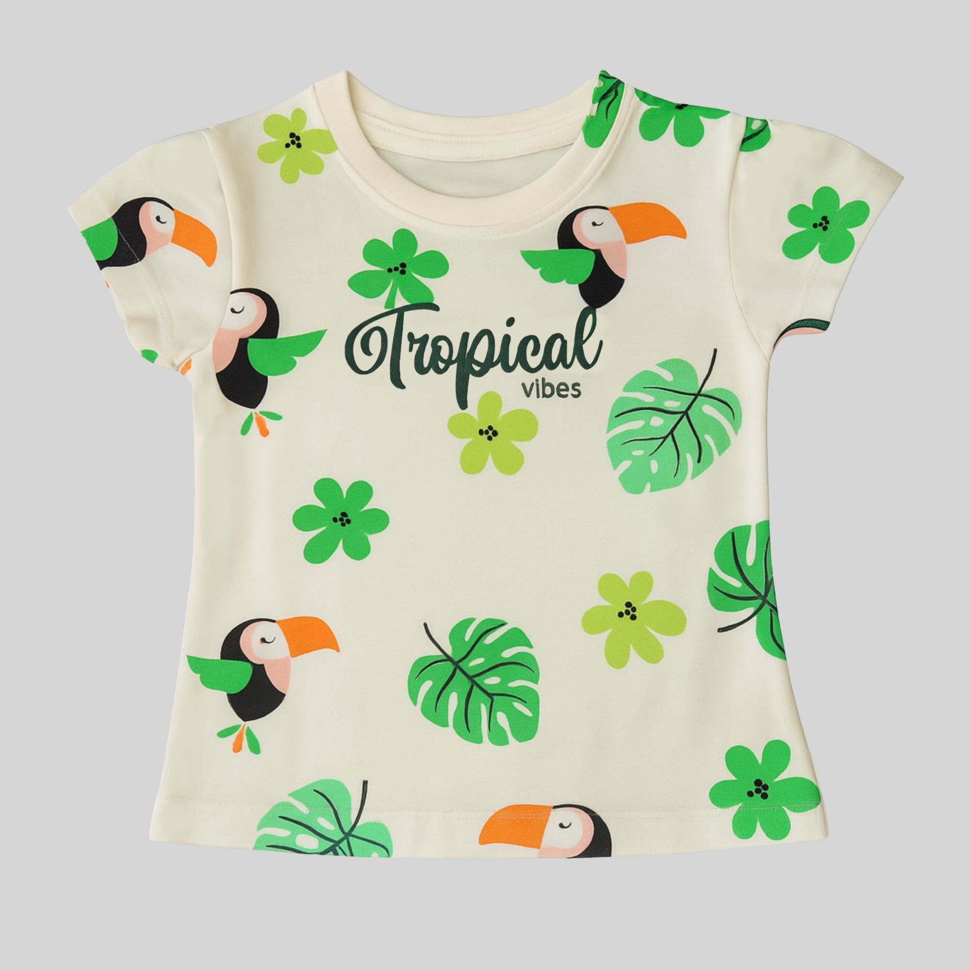 Tropical Vibes Toucan Print Cotton T-Shirt
