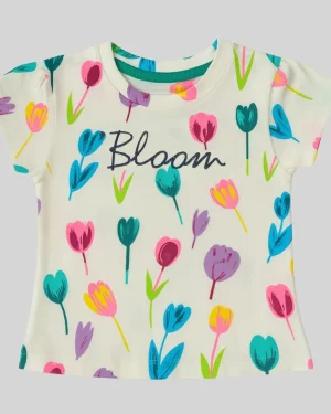 Girls Bloom Floral Print Cotton T-Shirt