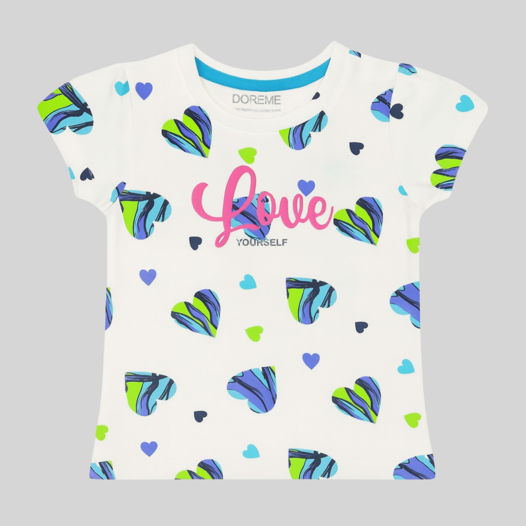 Girls Love Yourself Heart Print Cotton T-Shirt