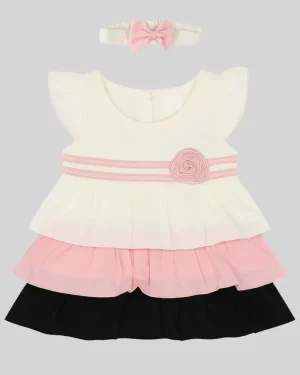 Baby Girl Layered Pink and White Frock