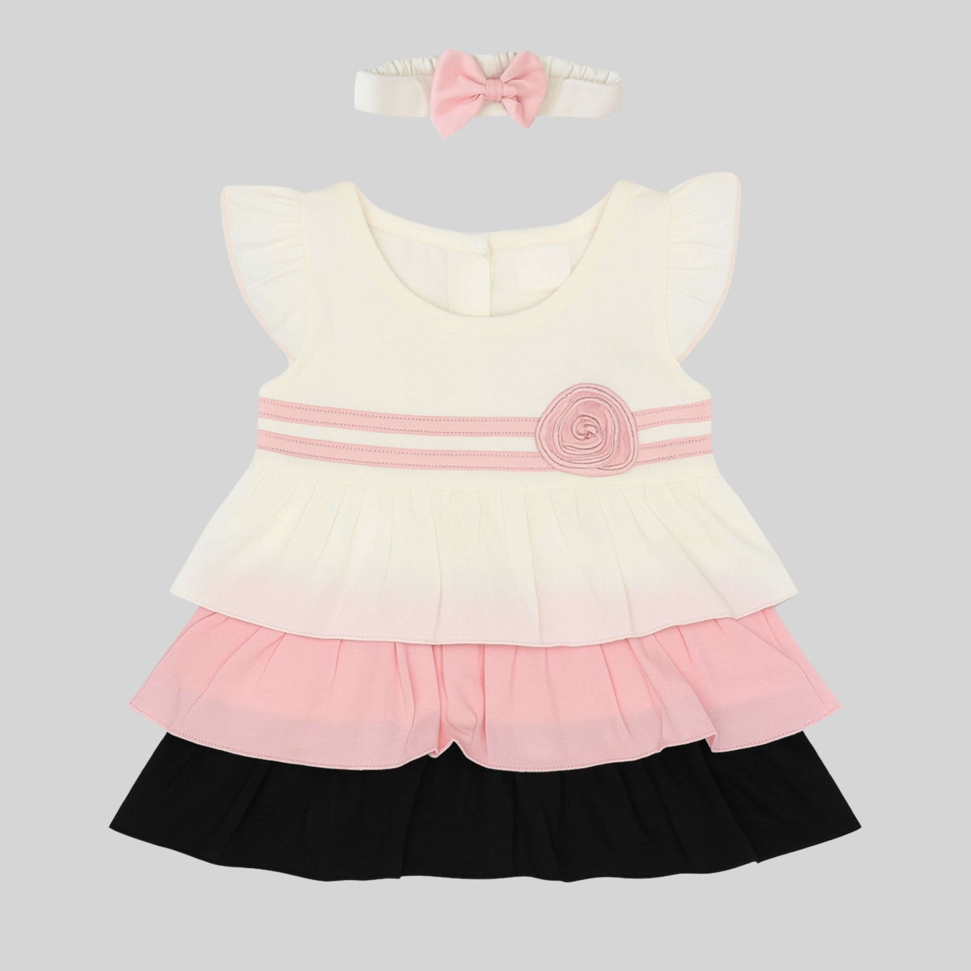 Baby Girl Layered Pink and White Frock
