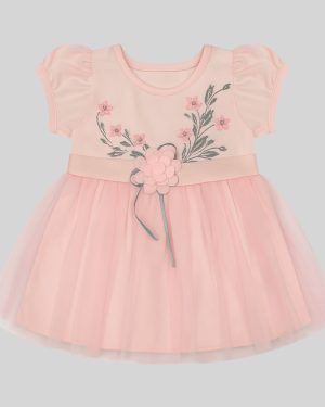 Baby Girls Pink Floral Tulle Frock Set