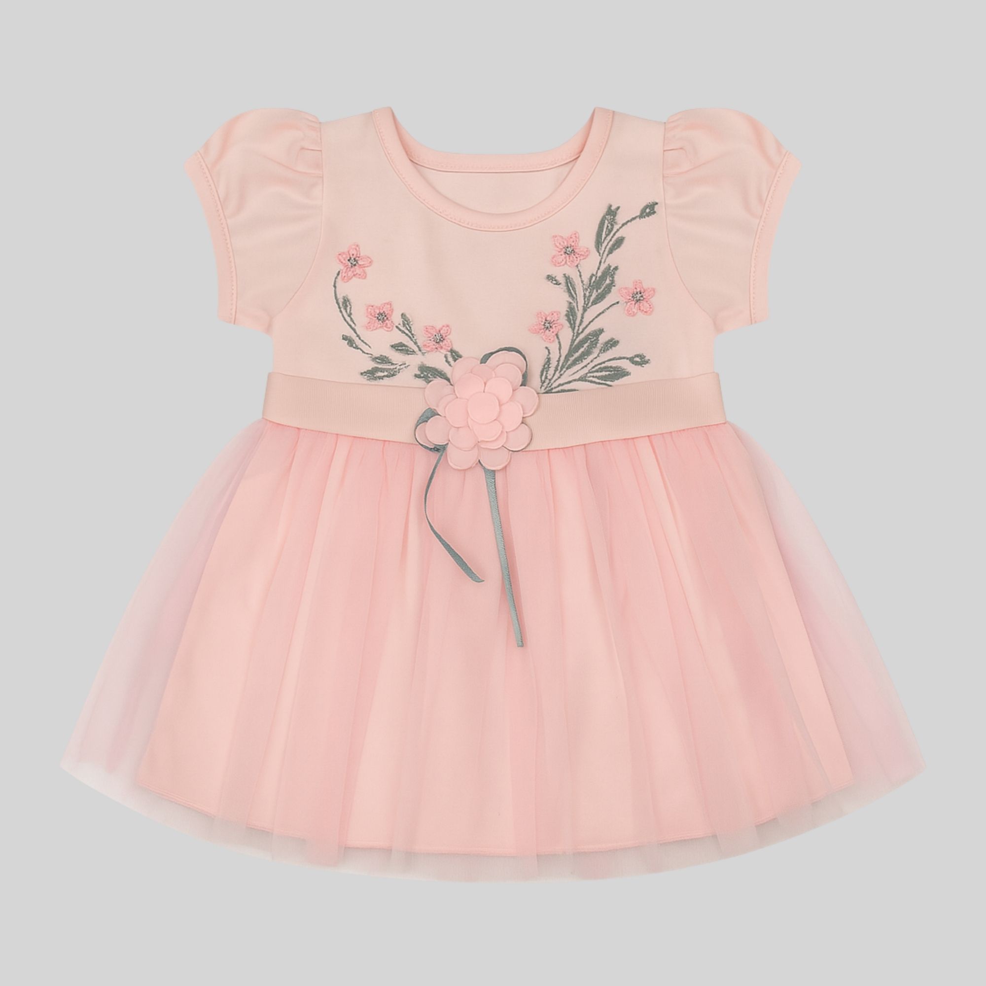 Baby Girls Pink Floral Tulle Frock Set