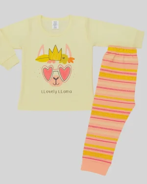 Girls Llama Print Cotton Co-ord Set