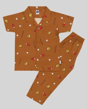 Boys Cotton Night Suit – Baseball Print