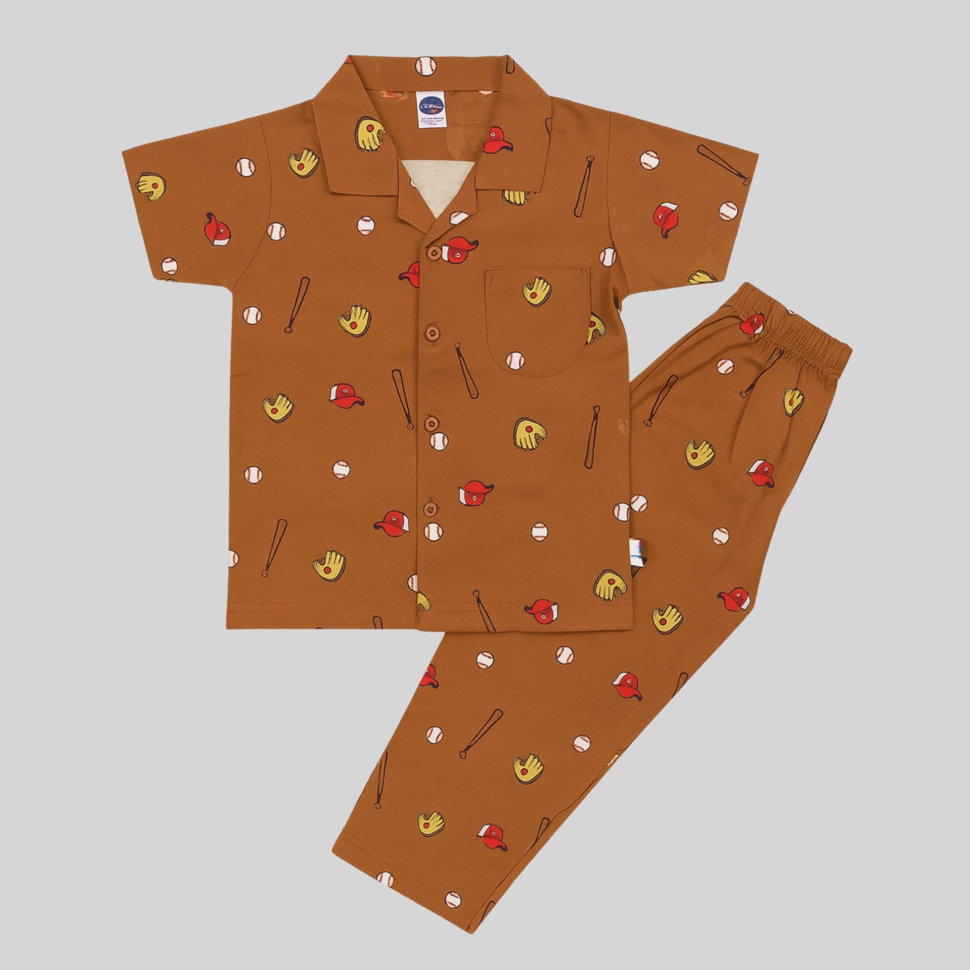 Boys Cotton Night Suit – Baseball Print