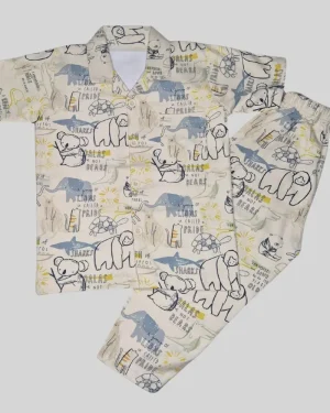Boys Cotton Night Suit – Animal Safari Print