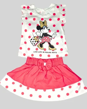 Baby Girls Minnie Mouse Polka Dot Top & Skirt Set