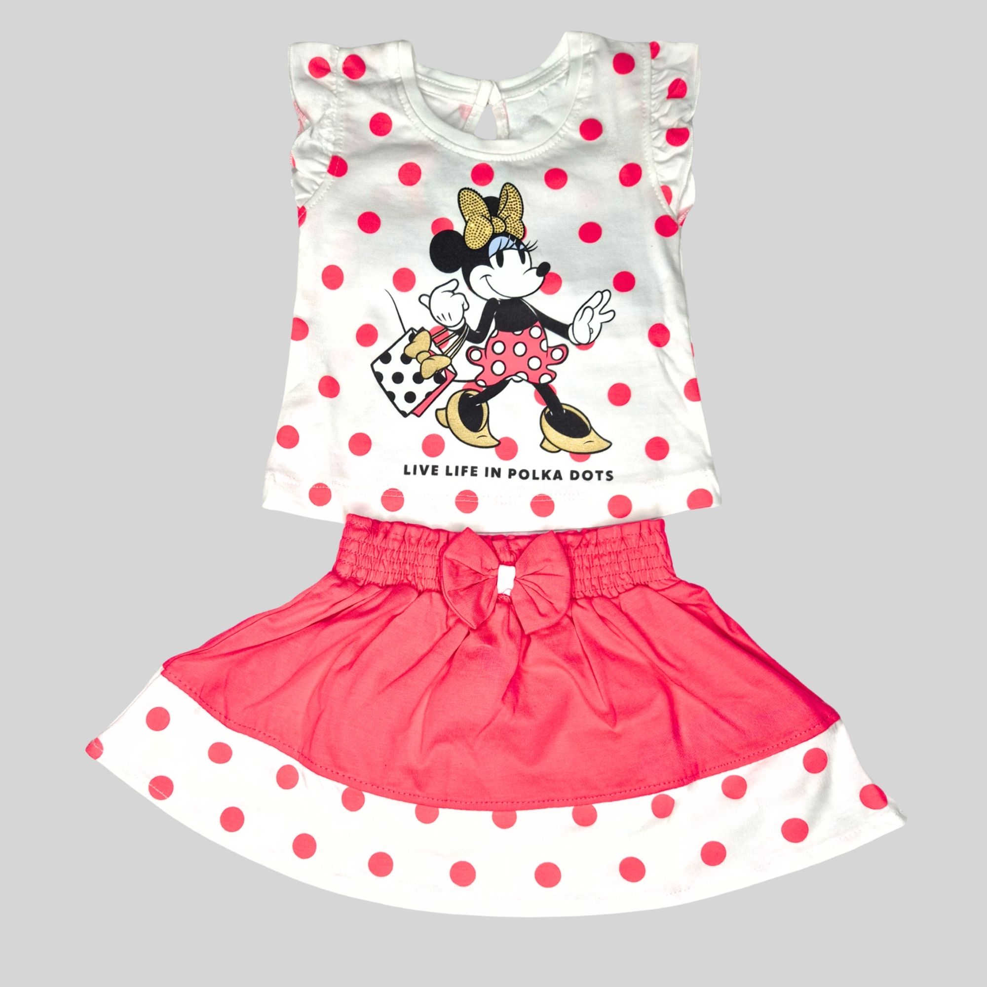 Baby Girls Minnie Mouse Polka Dot Top & Skirt Set