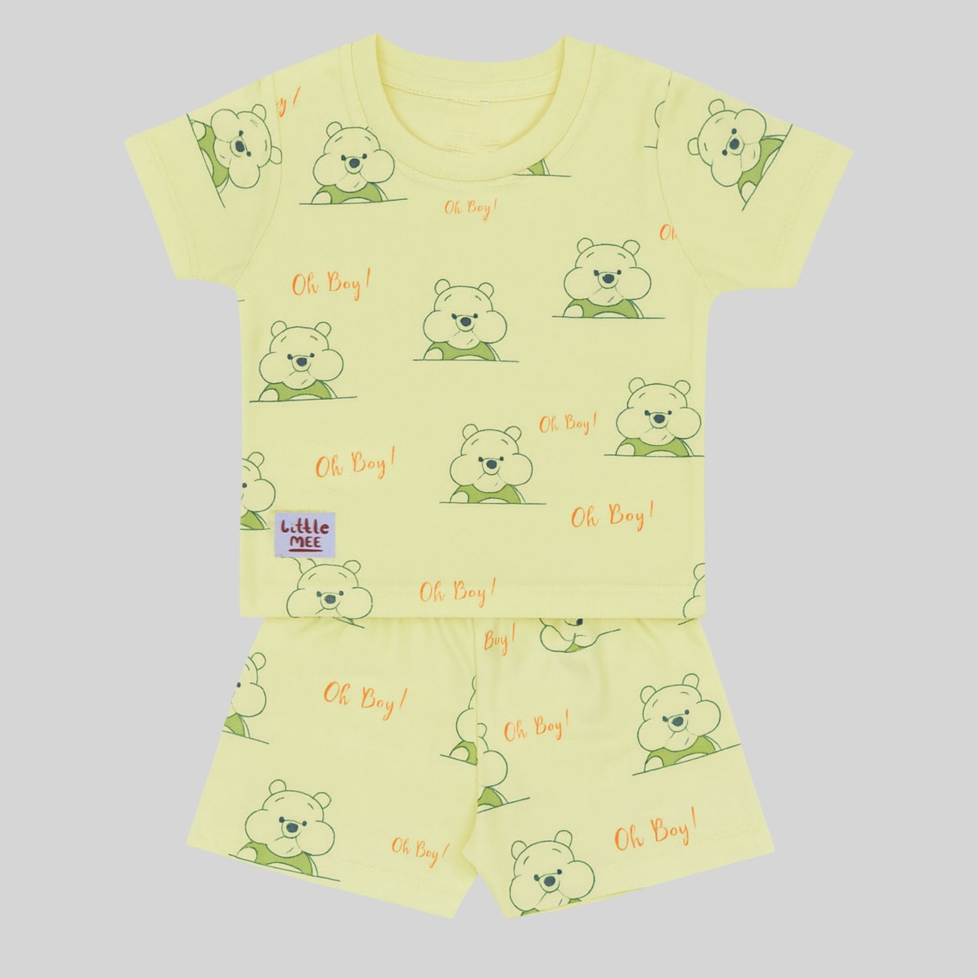 Kids Teddy Print Co-ord Set – Light Green