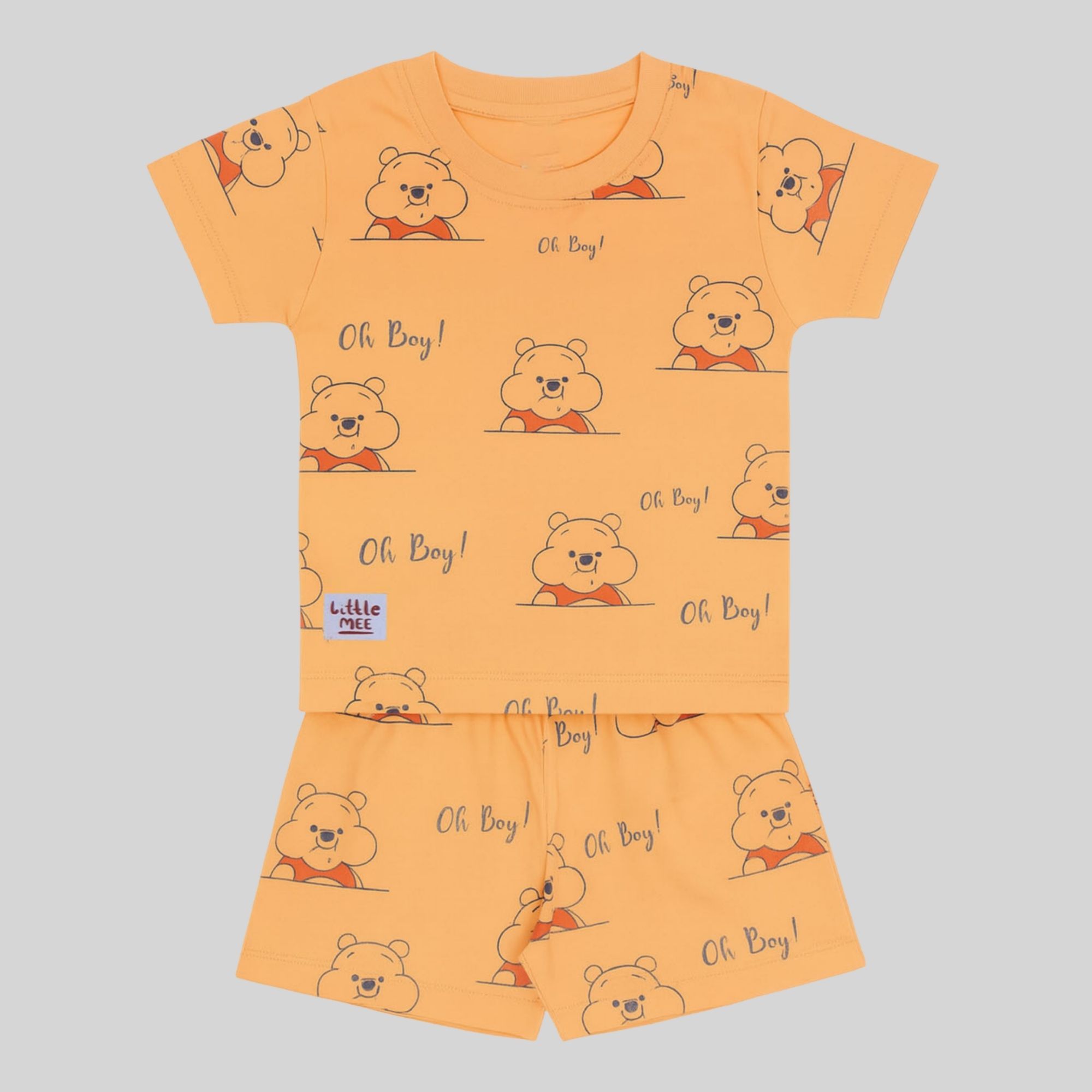 Kids Teddy Print Co-ord Set – Orange