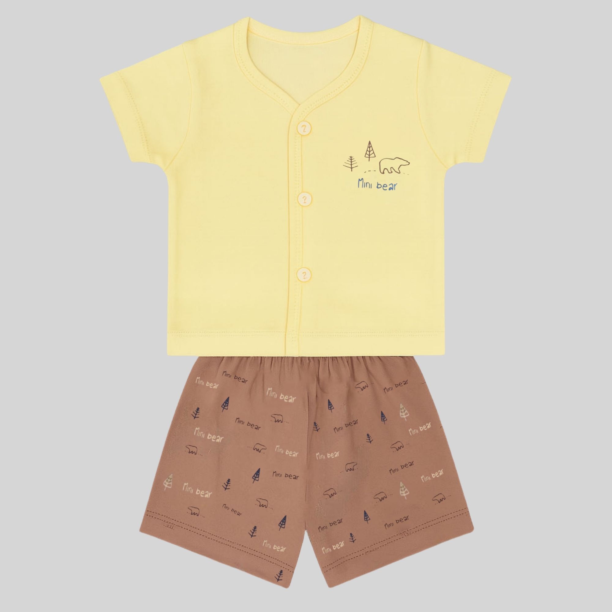 Mini Bear Cotton Co-ord Set – Yellow