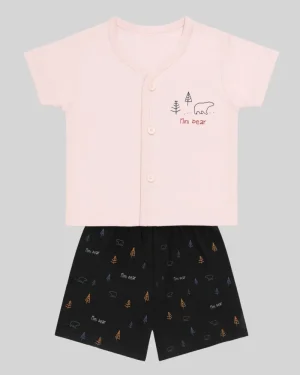 Mini Bear Cotton Co-ord Set – Pink