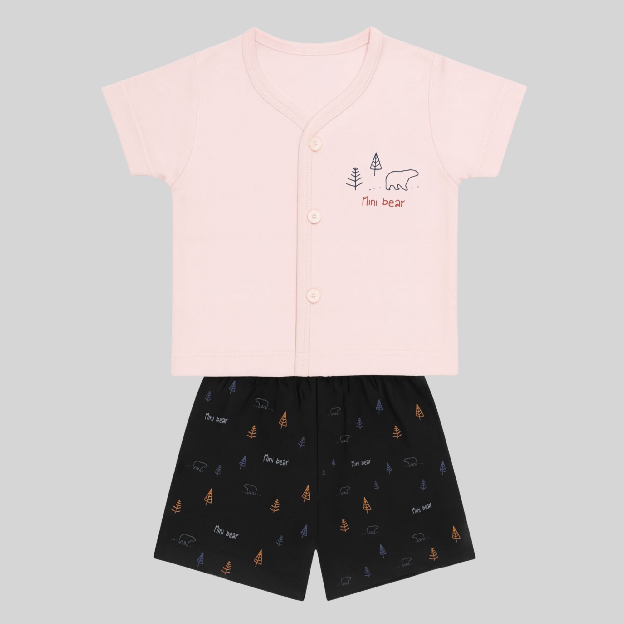 Mini Bear Cotton Co-ord Set – Pink