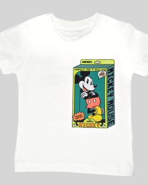 White Mickey Mouse Box Print T-Shirt