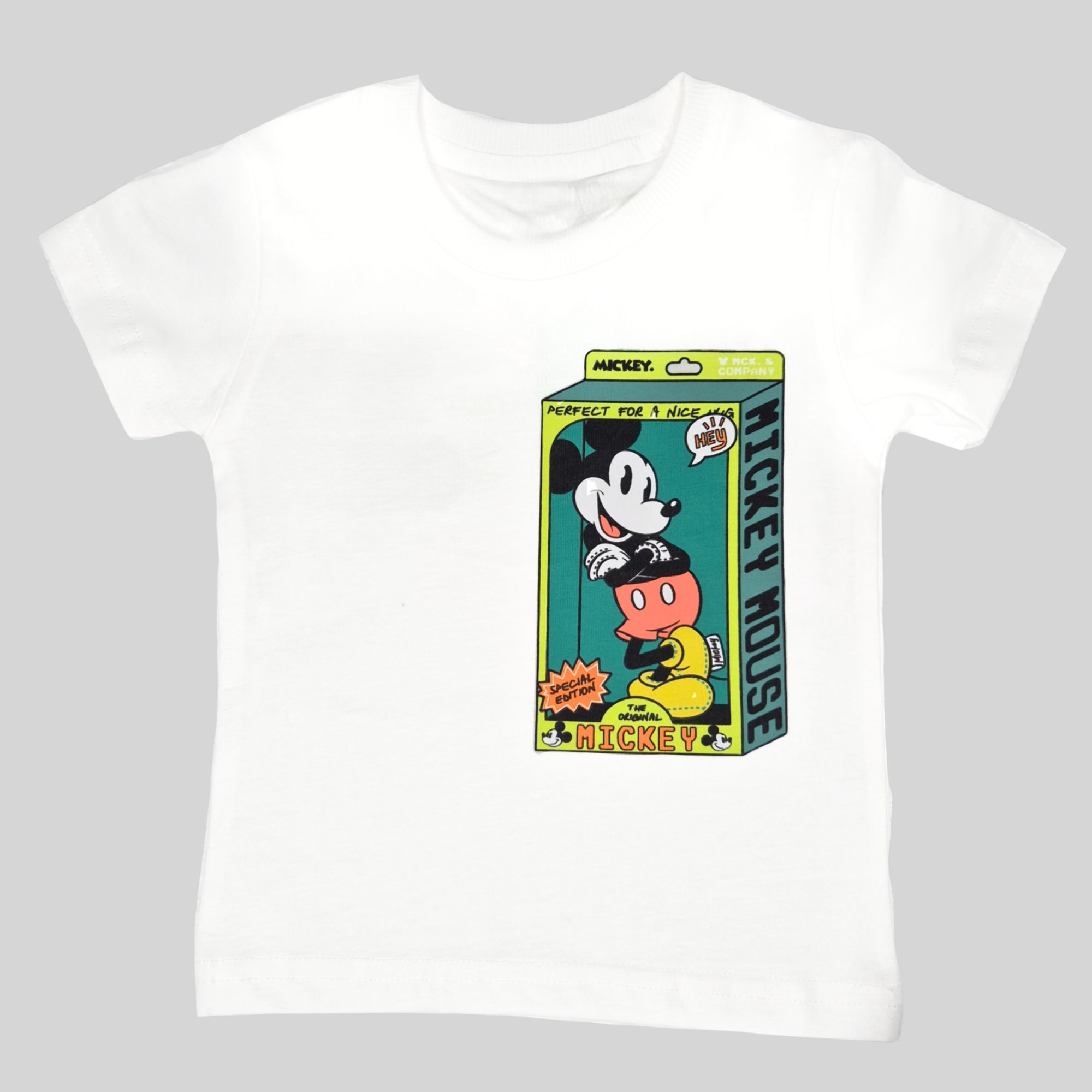 White Mickey Mouse Box Print T-Shirt