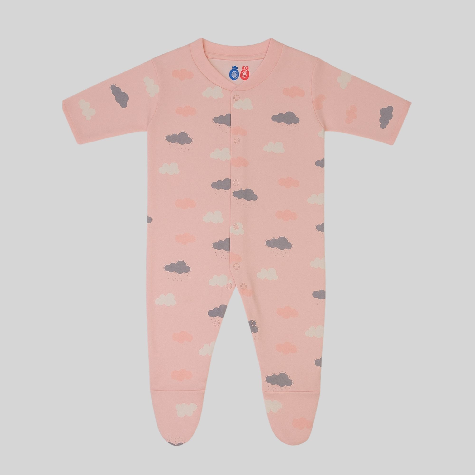 Pink Clouds Print Cotton Baby Onesie