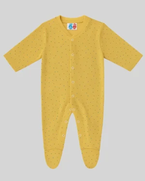 Mustard Yellow Polka Dot Cotton Baby Onesie