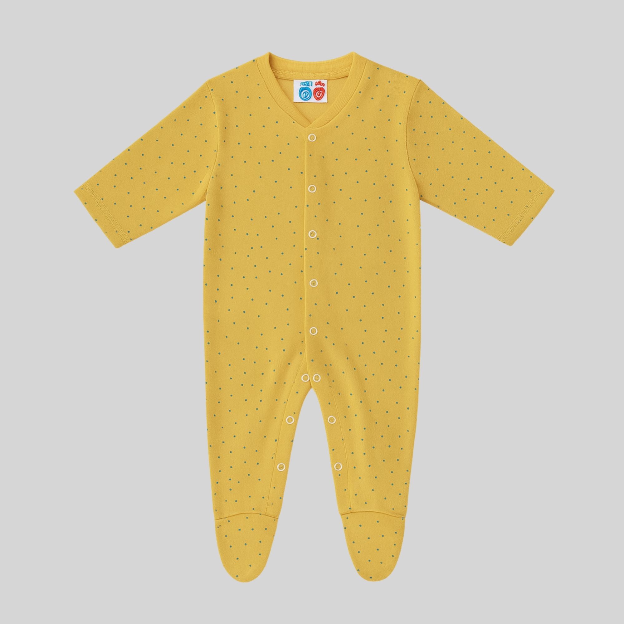 Mustard Yellow Polka Dot Cotton Baby Onesie