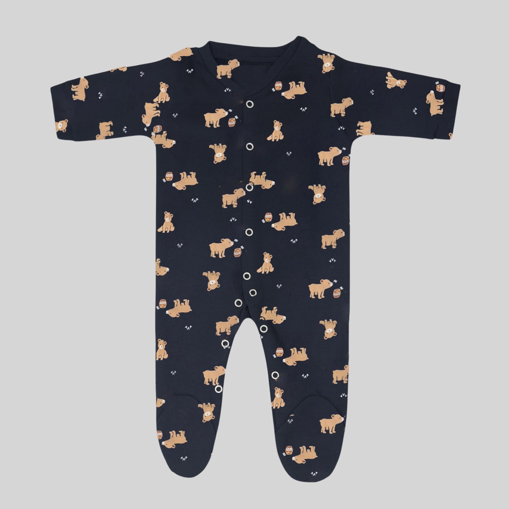 Cotton Bear Print Baby Onesie