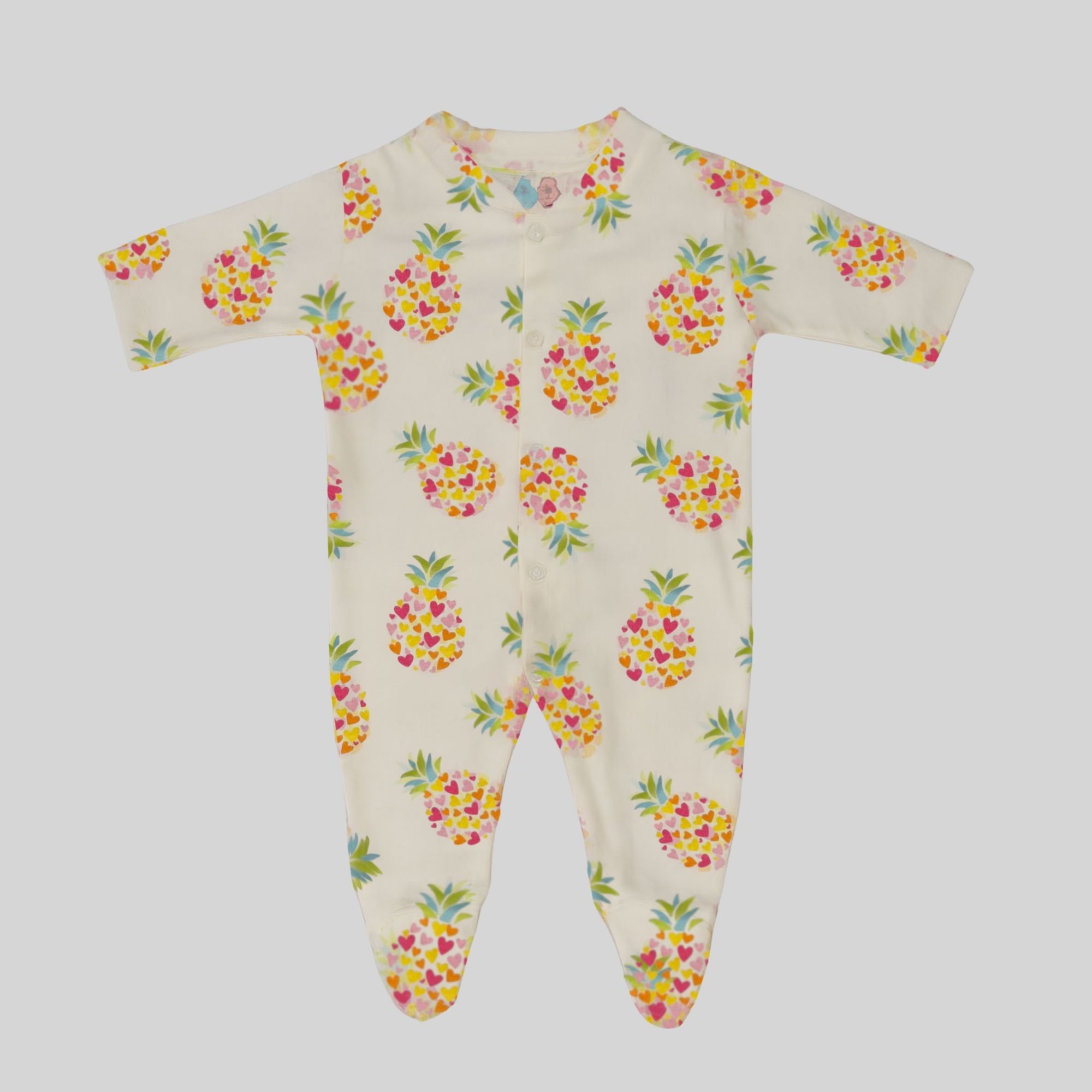 Cotton Pineapple Print Baby Onesie