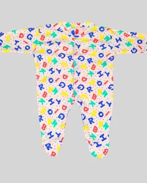 Multicolor Alphabet Print Baby Onesie