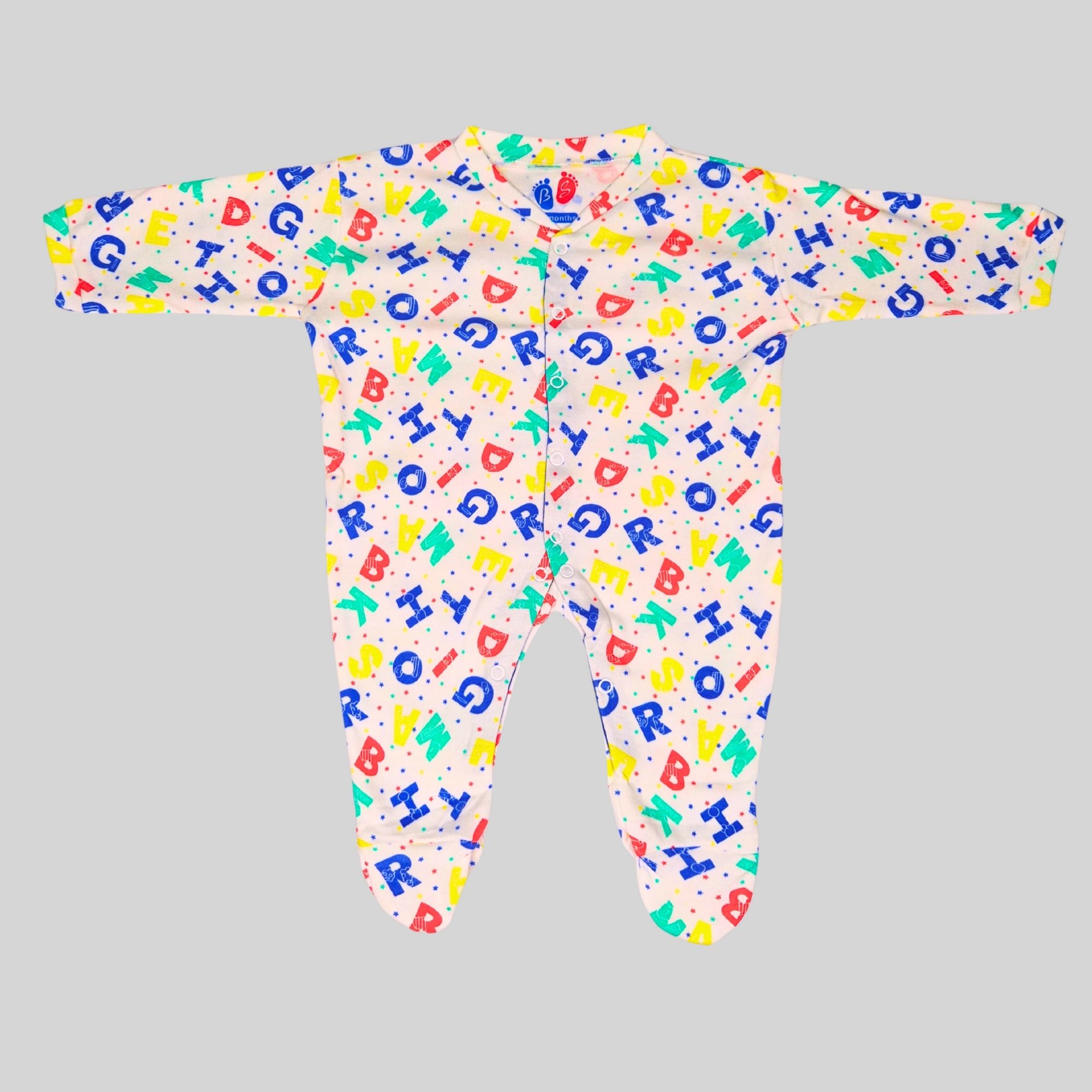 Multicolor Alphabet Print Baby Onesie