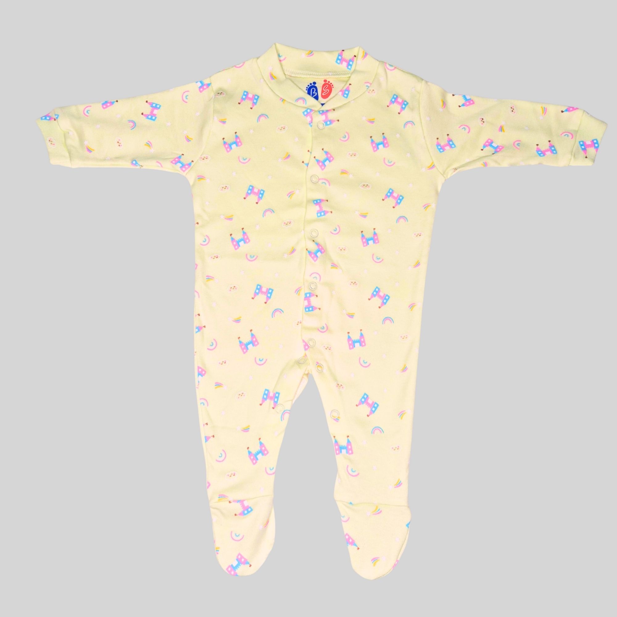 Light Yellow Castle Print baby Onesie