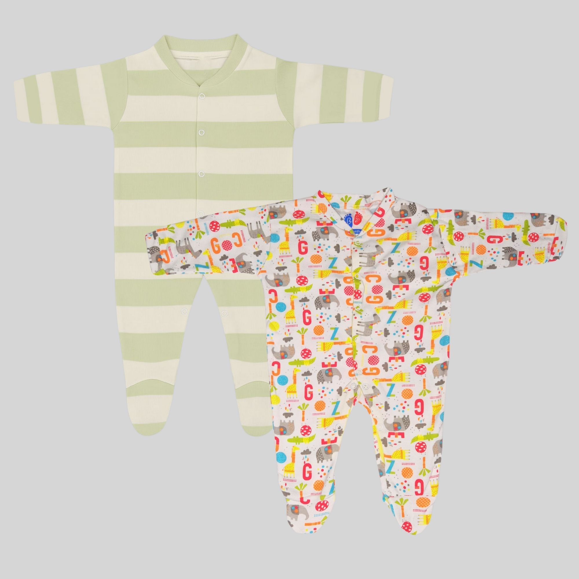 Cotton Striped & Alphabet Print (Pack of 2)