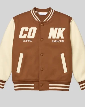 Boys Cool Varsity Jacket – Brown