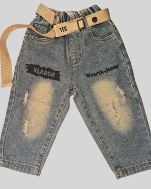 "XLARGE Patch" - Boys Denim Jeans with Belt –