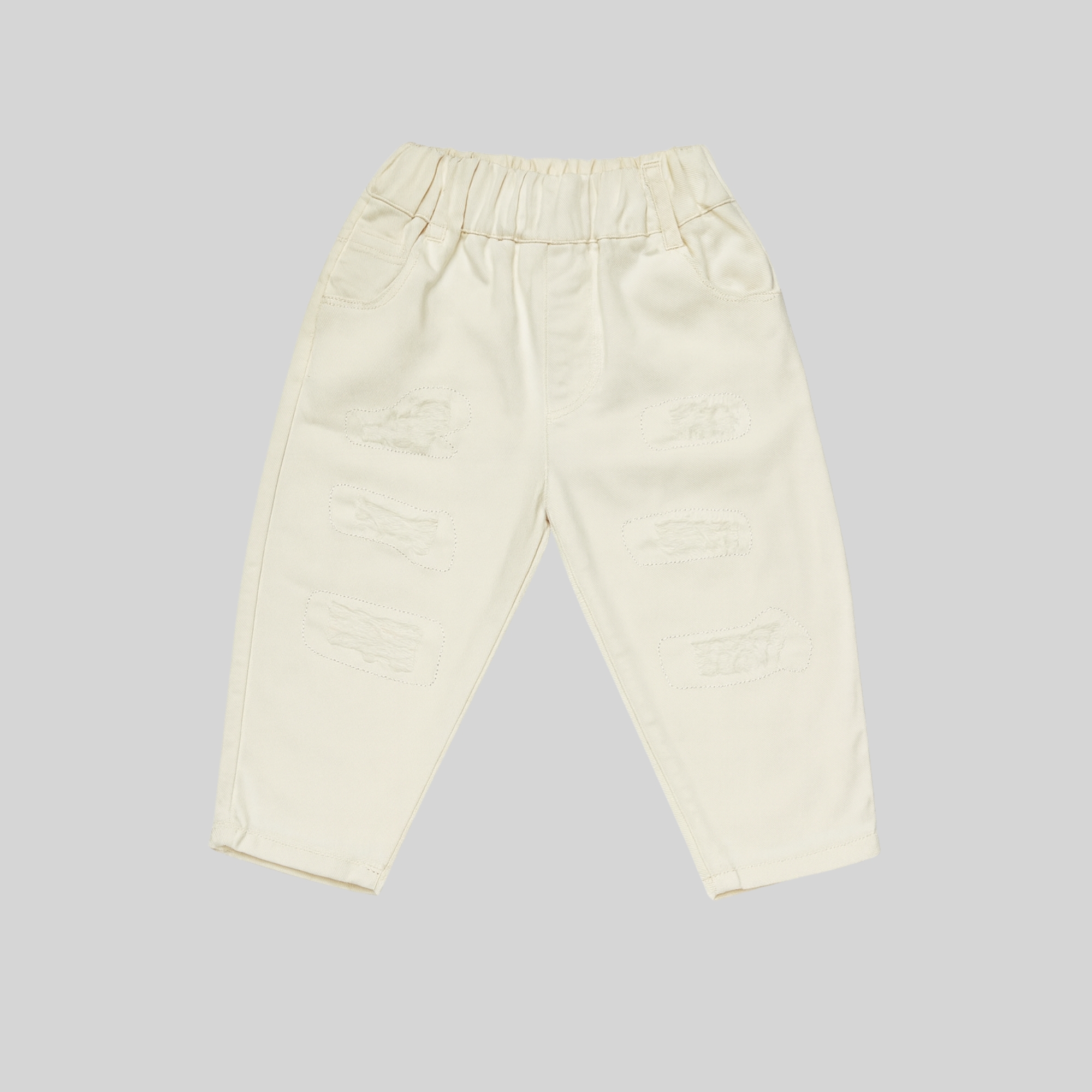 White Distressed Patch Jeans