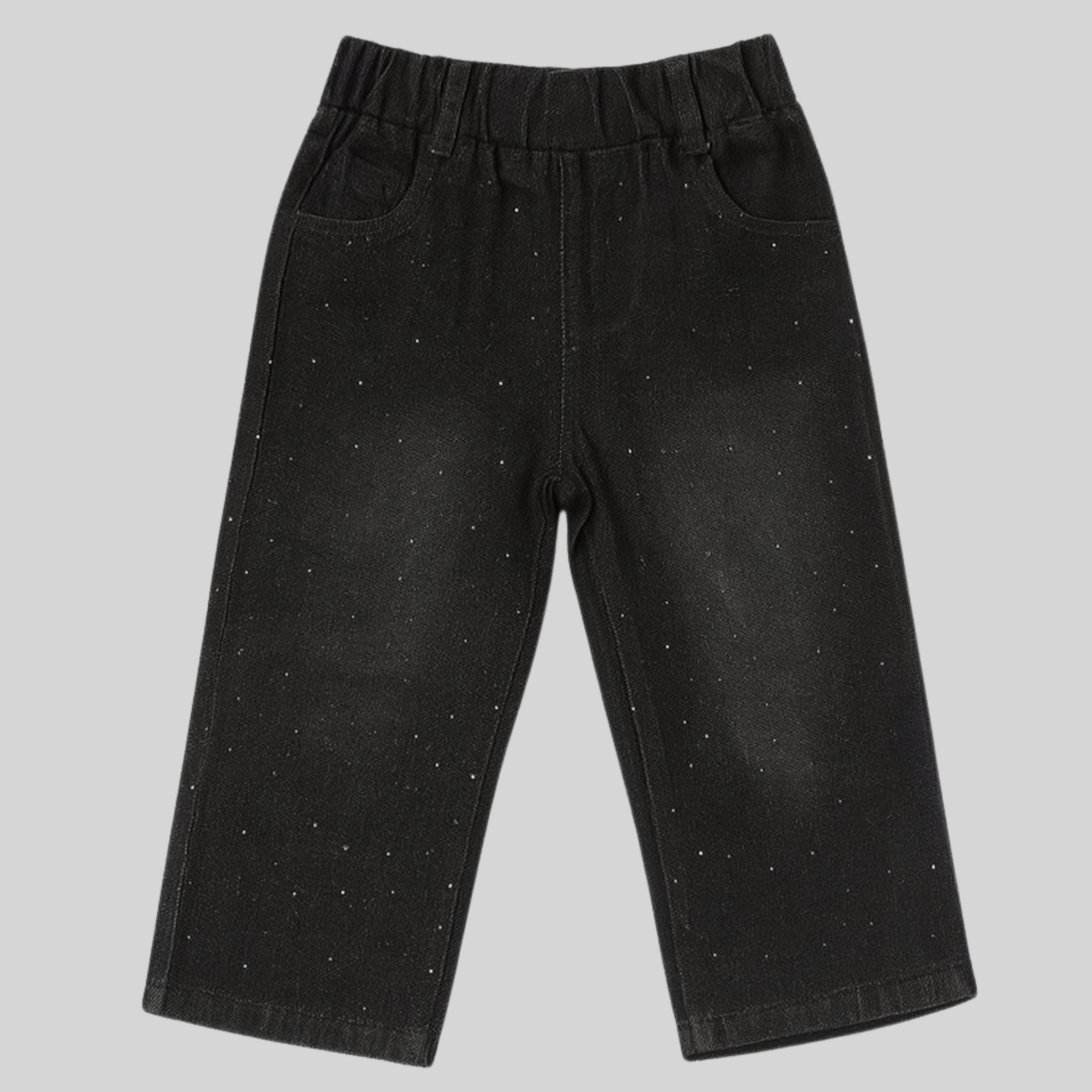 "Girls' Sparkle-Detail Black Relaxed Fit Jeans"