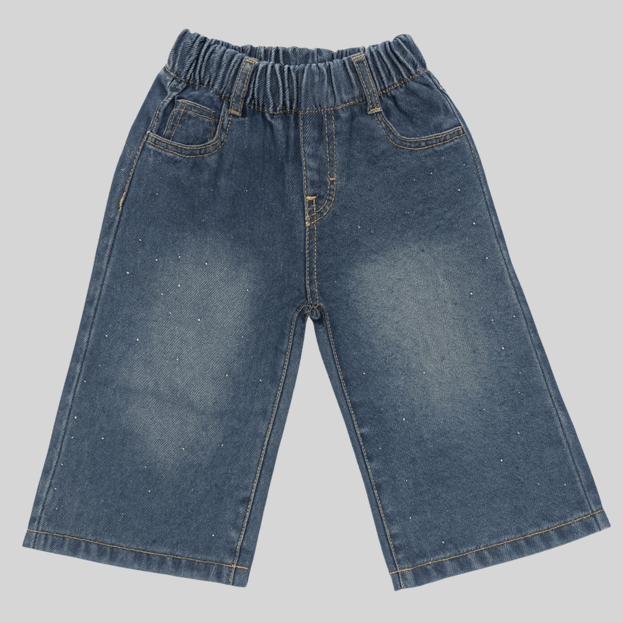 "Girls' Sparkle-Detail Blue Relaxed Fit Jeans"