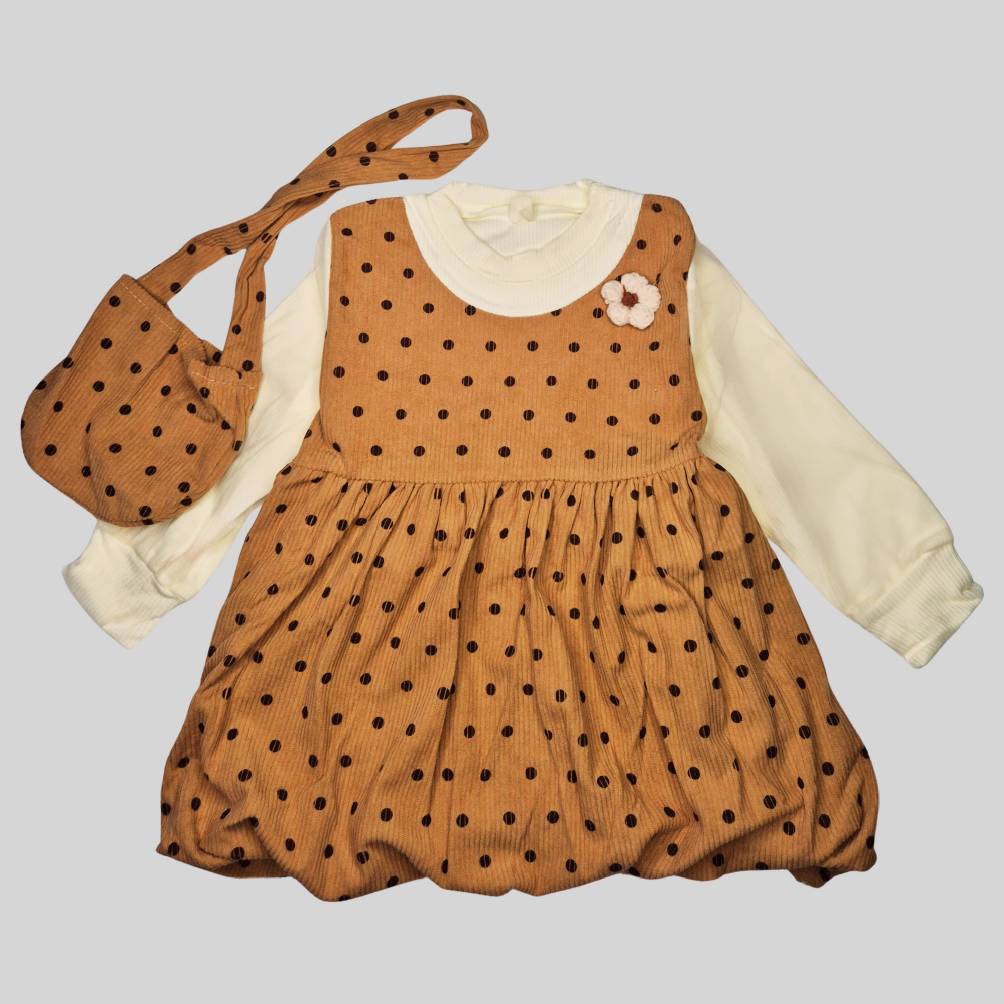 "Girls Polka Dot Frock with Bag"
