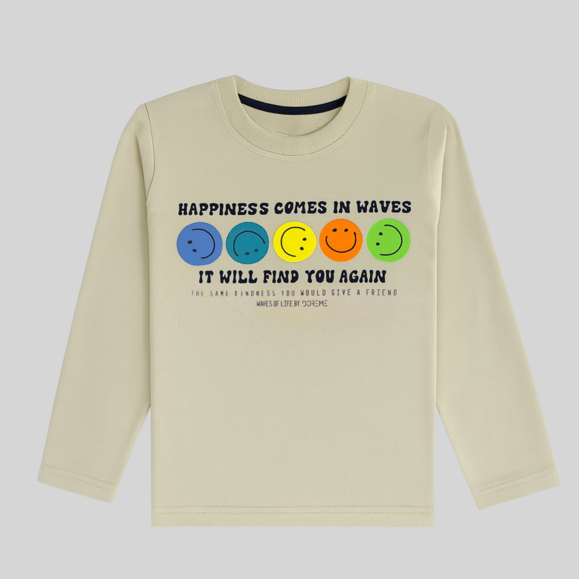 Boys Happiness Comes in Waves Full Sleeve T-Shirt