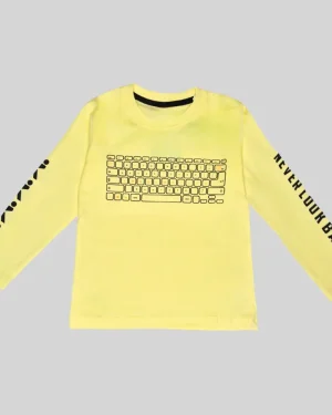 Boys Lemon Yellow "Never Look Back" Full Sleeve T-Shirt
