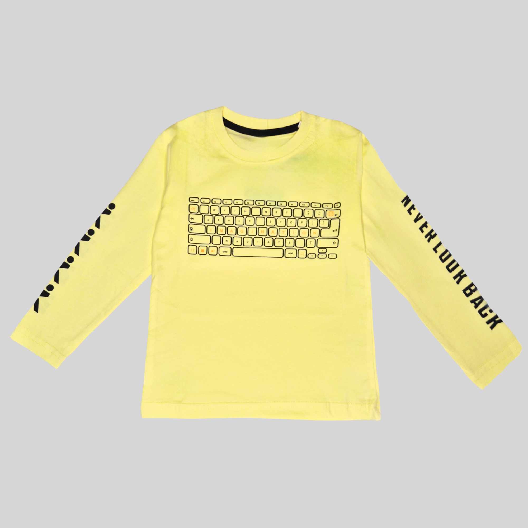 Boys Lemon Yellow "Never Look Back" Full Sleeve T-Shirt