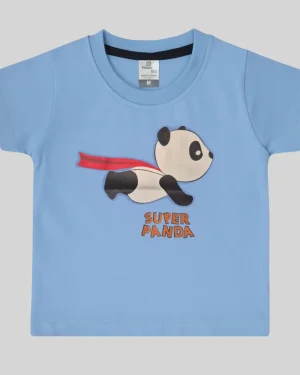 Super Panda Printed Cotton T-Shirt for Kids