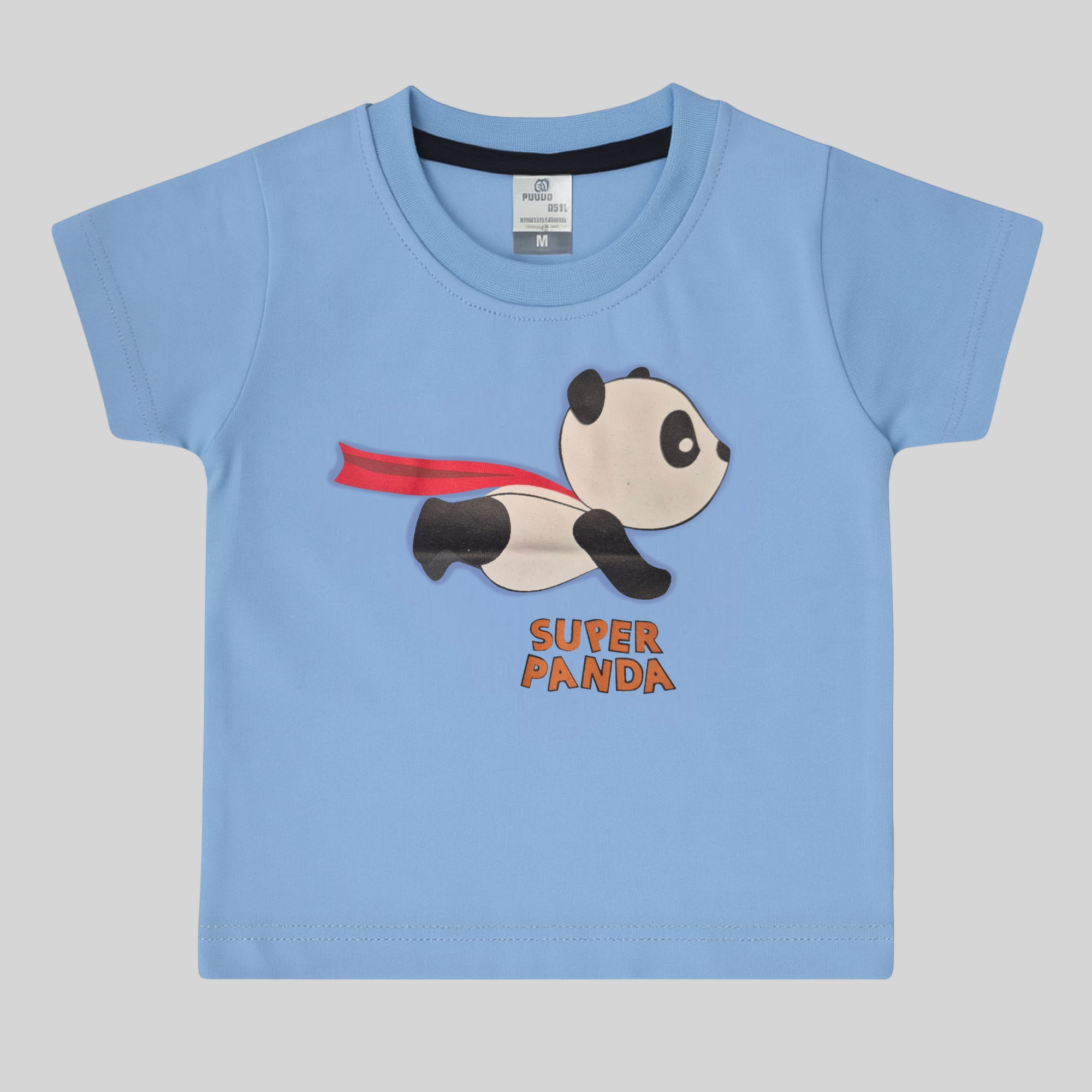 Super Panda Printed Cotton T-Shirt for Kids