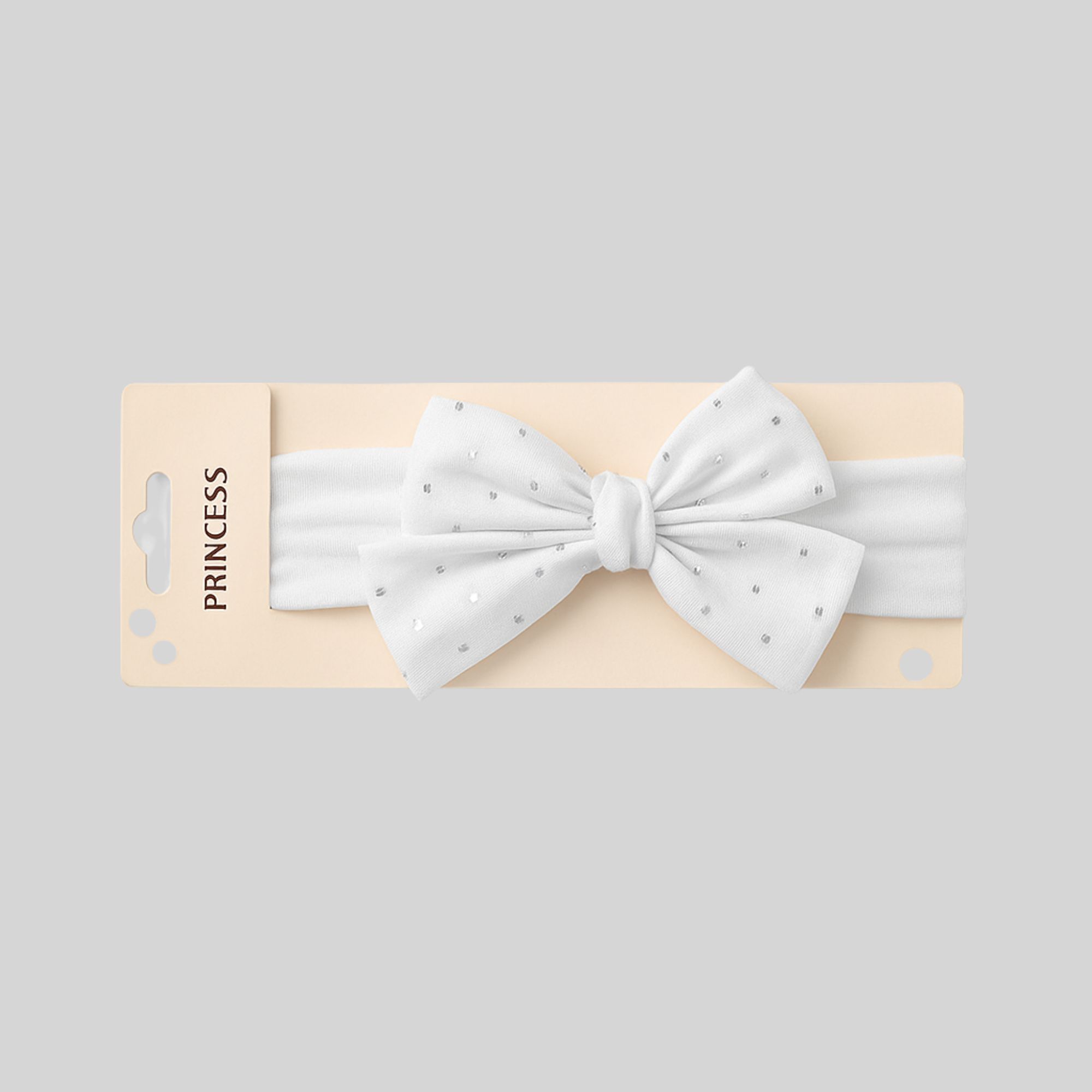Bow Hairband – With Tiny Stud Details - White