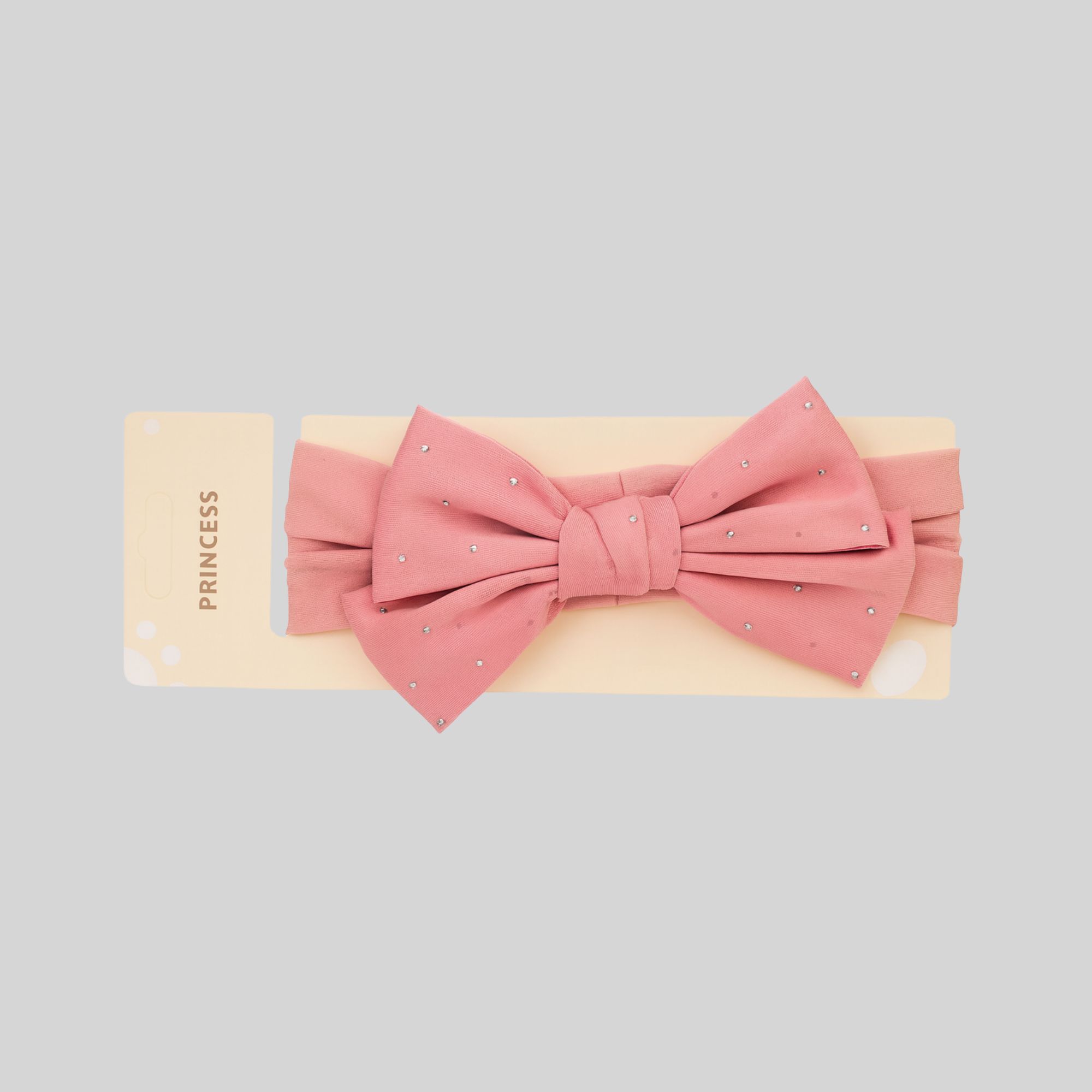 Bow Hairband – With Tiny Stud Details - Pink