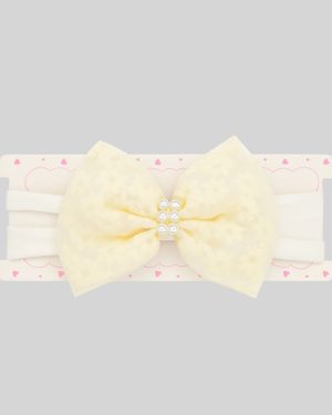 Floral Pearl Bow Hairband – Cream